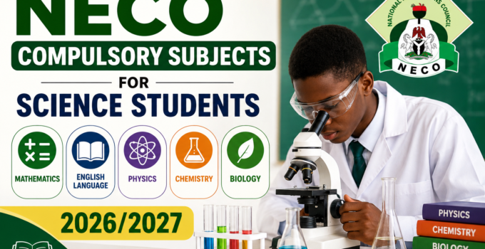 NECO Compulsory Subjects For Science Students 2026/2027
